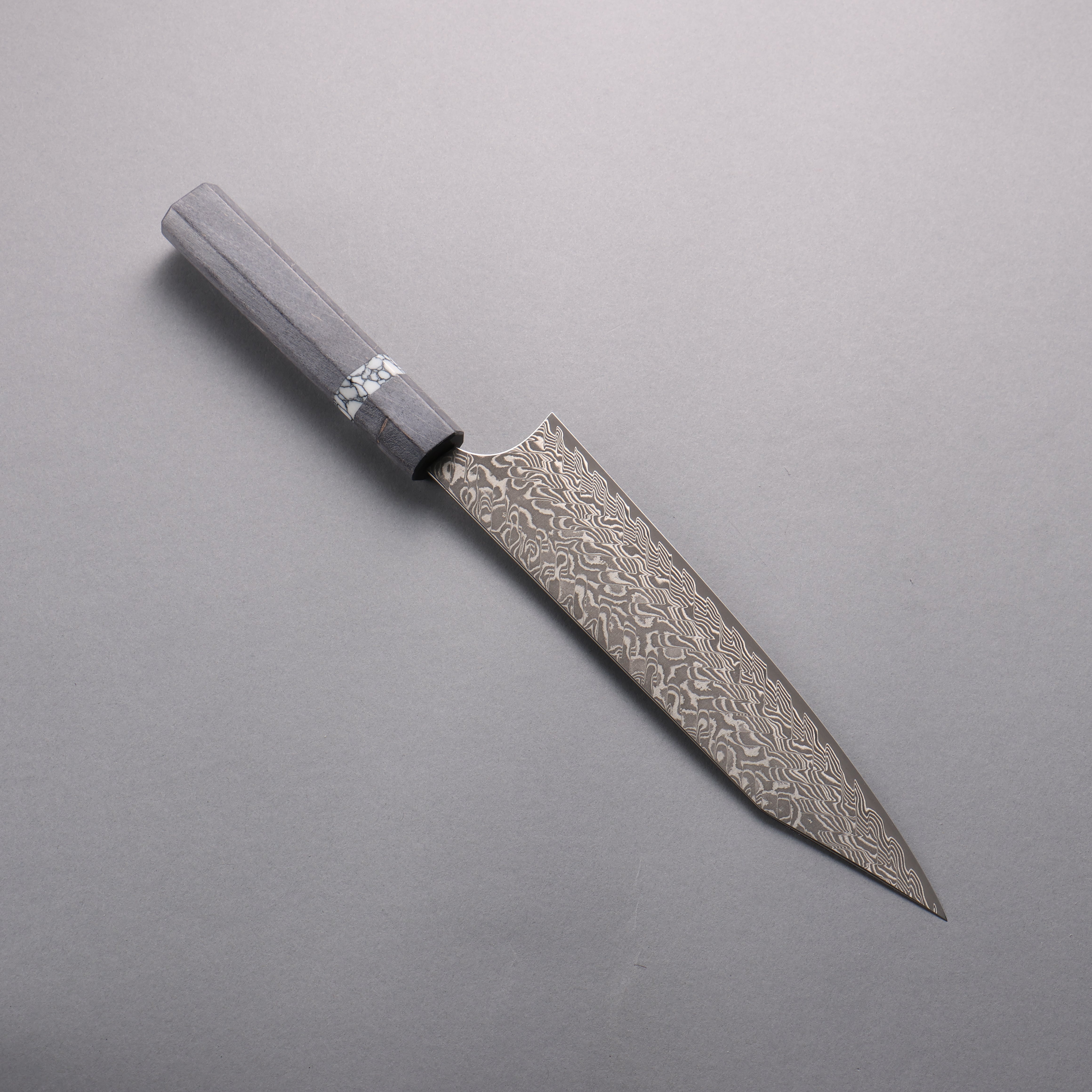 Yoshimi Kato SG2 Black Damascus Kiritsuke Gyuto 210mm Gray Stabilized