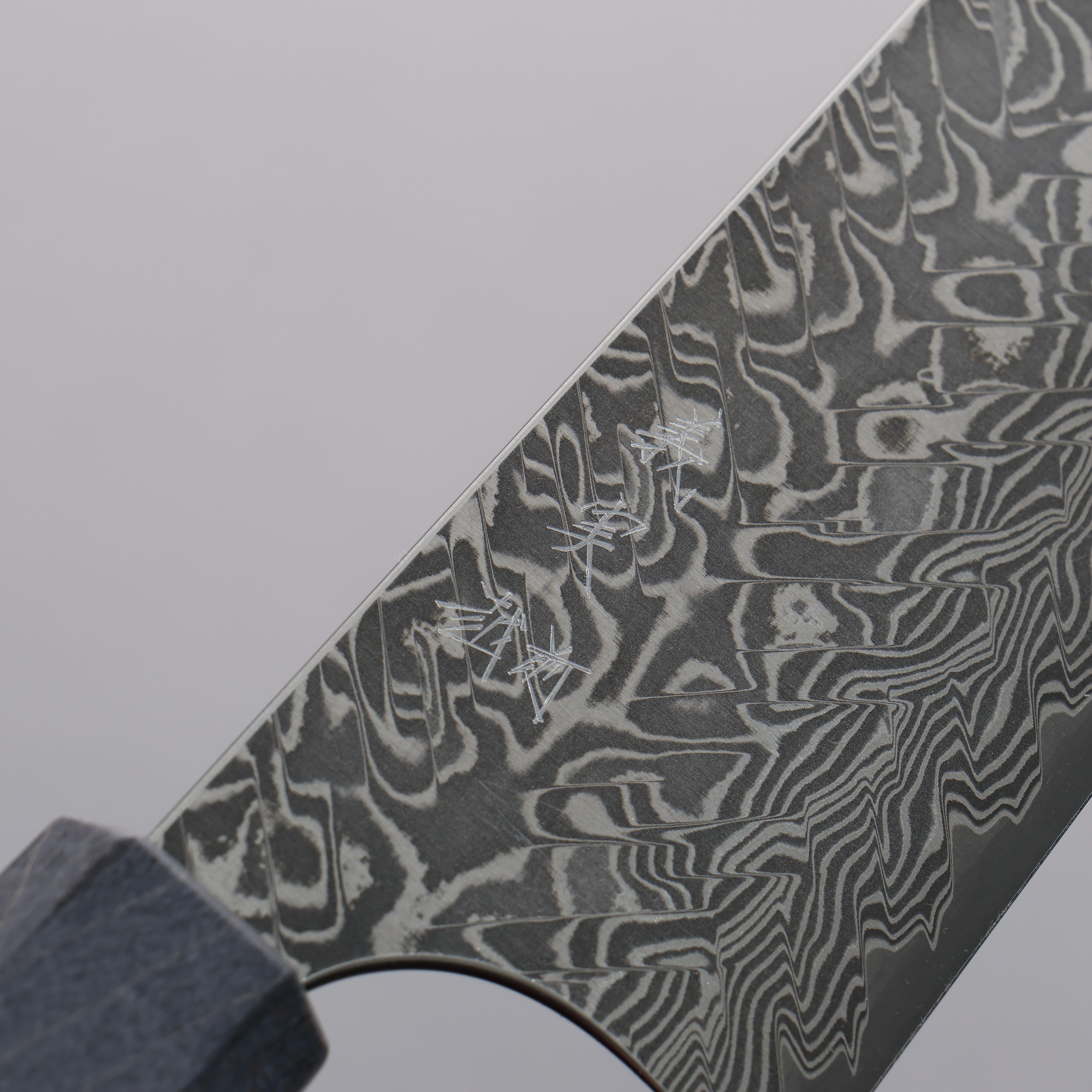 Yoshimi Kato SG2 Black Damascus Kiritsuke Gyuto  210mm Gray Stabilized Wood (White turquoise Ring) Handle - Seisuke Knife