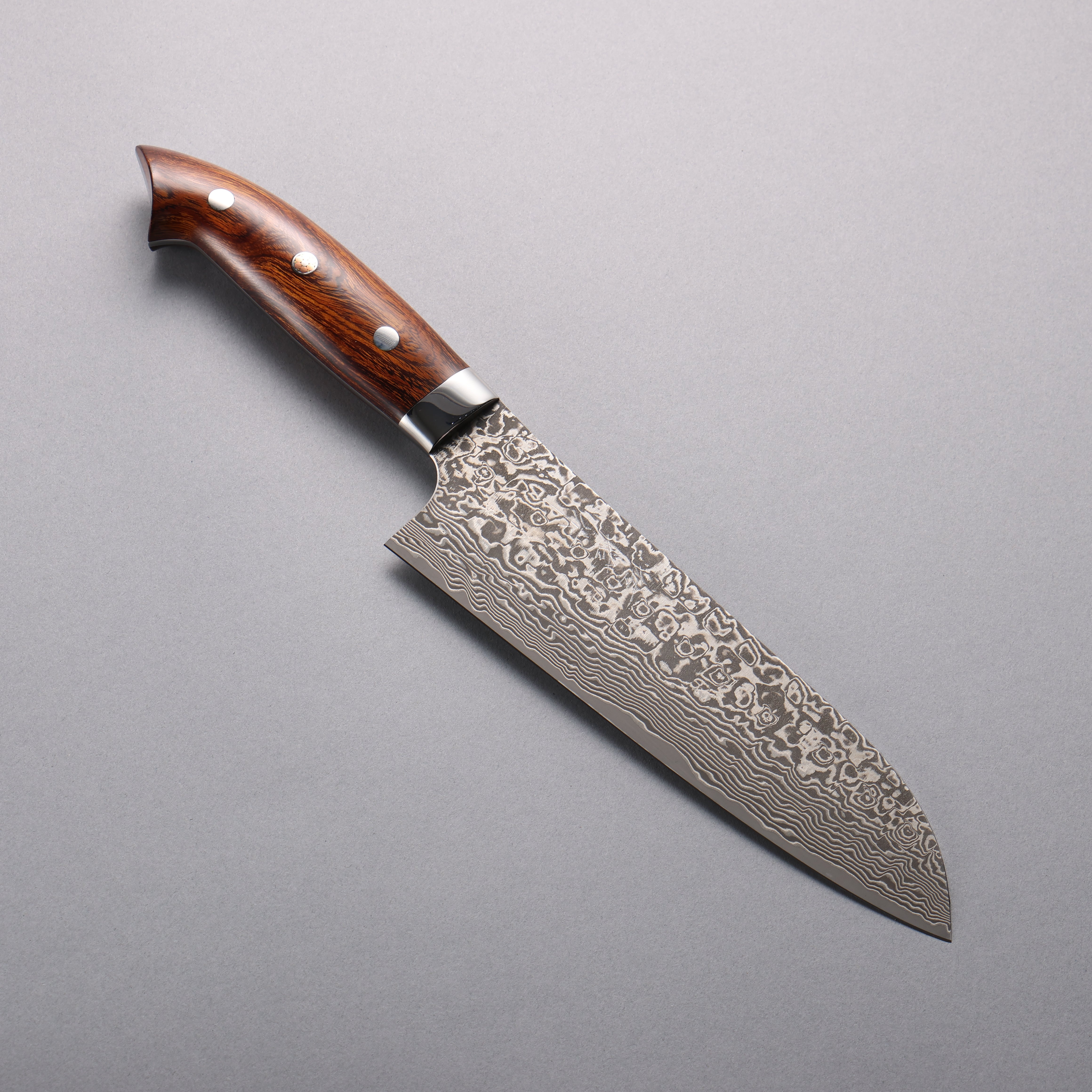 Takeshi Saji SG2 Black Damascus Santoku  180mm Ironwood(New Nomura Style) Handle - Seisuke Knife