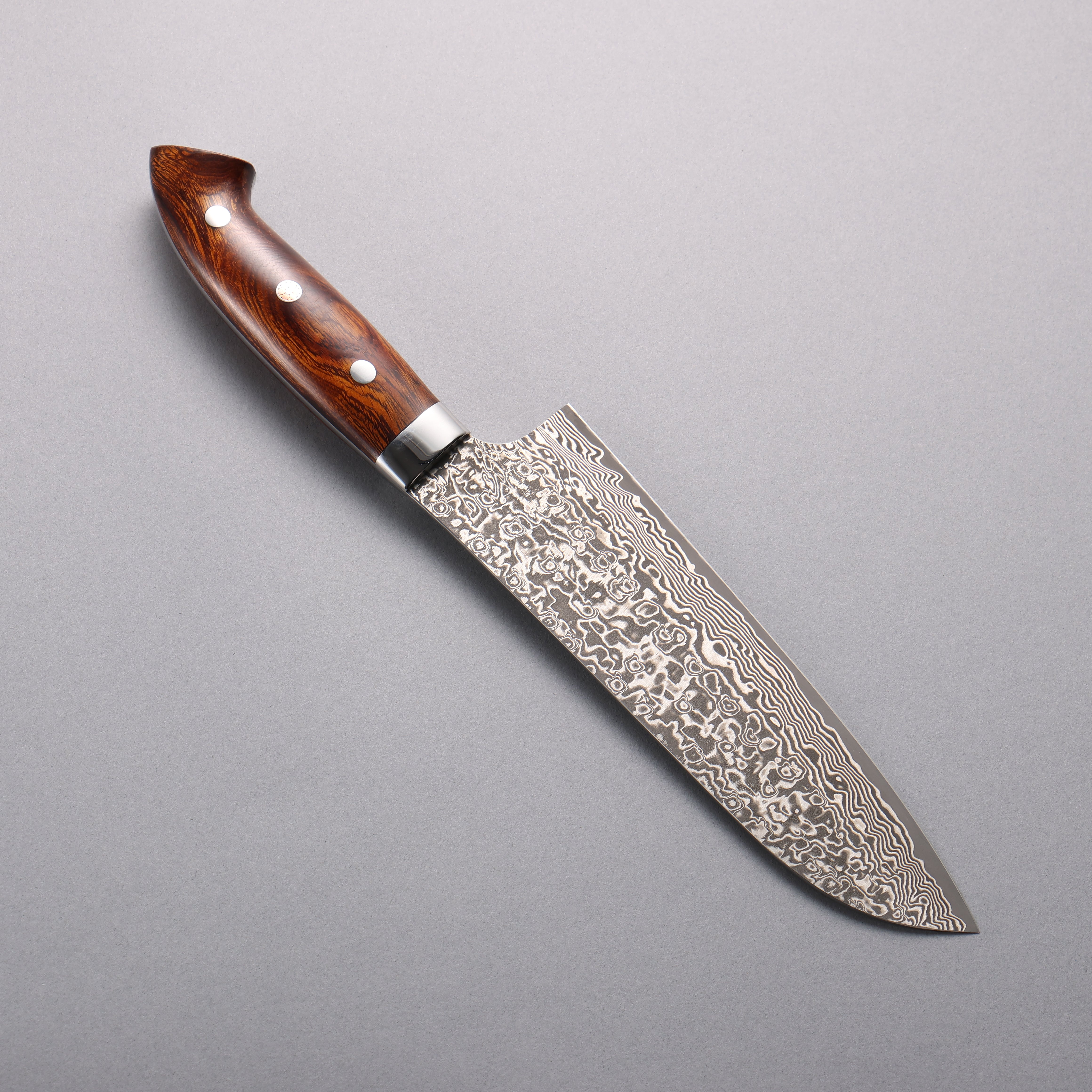 Takeshi Saji SG2 Black Damascus Santoku  180mm Ironwood(New Nomura Style) Handle - Seisuke Knife