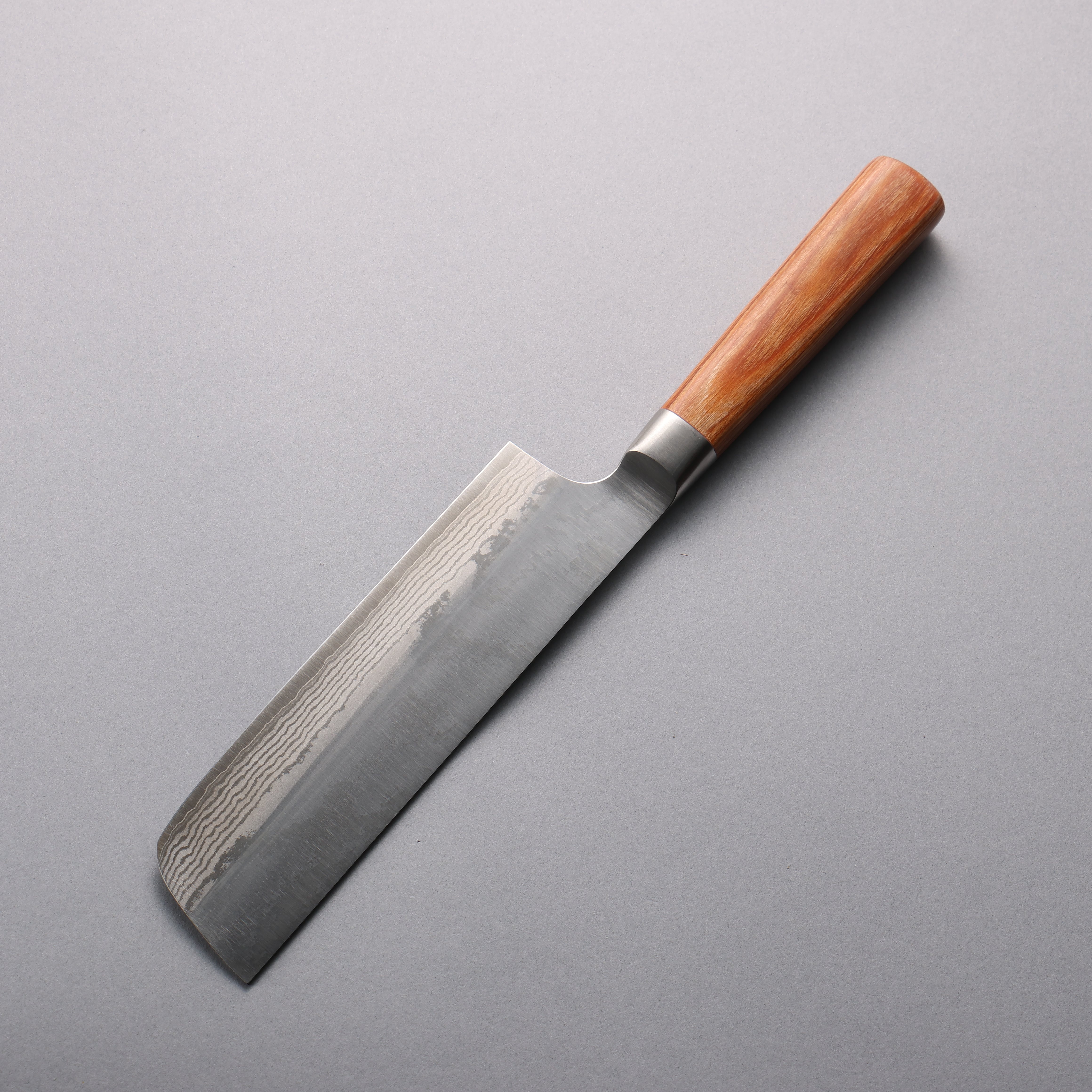 Kamo Hamono VG10 Damascus Nakiri 165mm Brown Pakka wood Handle - Seisuke Knife