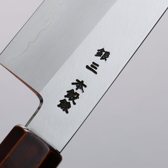 Hado Silver Steel No.3 Migaki Finished Santoku  180mm Lacquered (Kijiro-nuri) Handle - Seisuke Knife