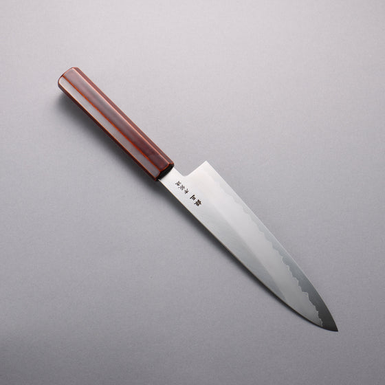 Hado Silver Steel No.3 Migaki Finished Gyuto  210mm Lacquered (Kijiro-nuri) Handle - Seisuke Knife