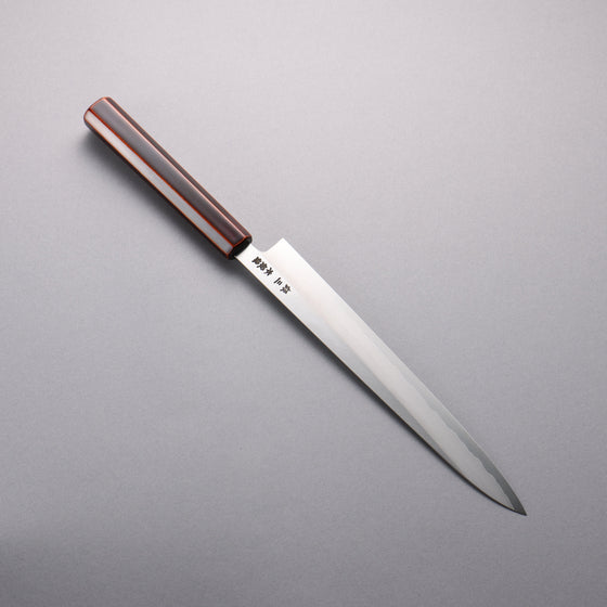 Hado Silver Steel No.3 Migaki Finished Sujihiki  240mm Lacquered (Kijiro-nuri) Handle - Seisuke Knife