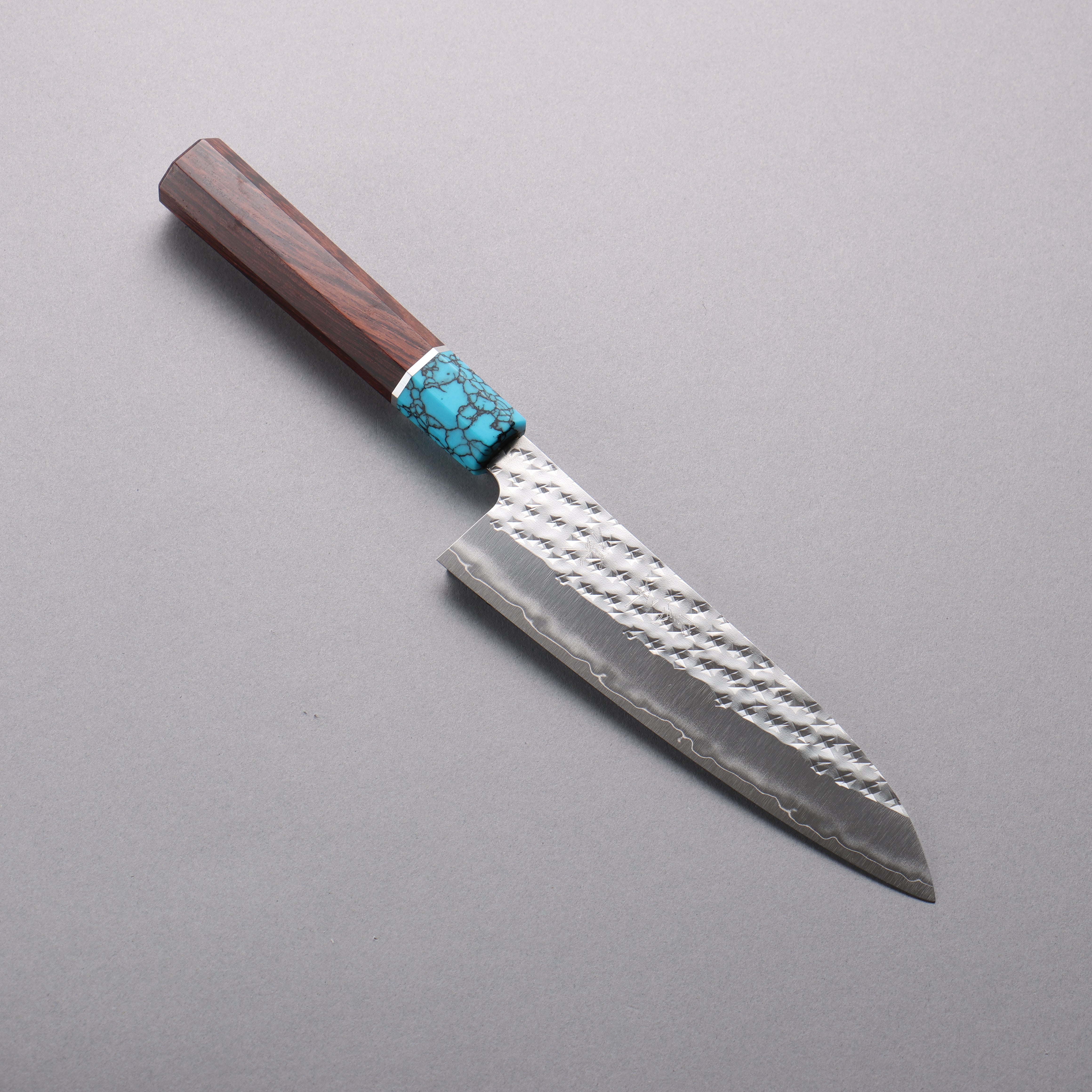 Yu Kurosaki Senko Ryu SG2 Hammered Small Santoku  150mm Rosewood (Ferrule: Blue Turquoise) Handle - Seisuke Knife