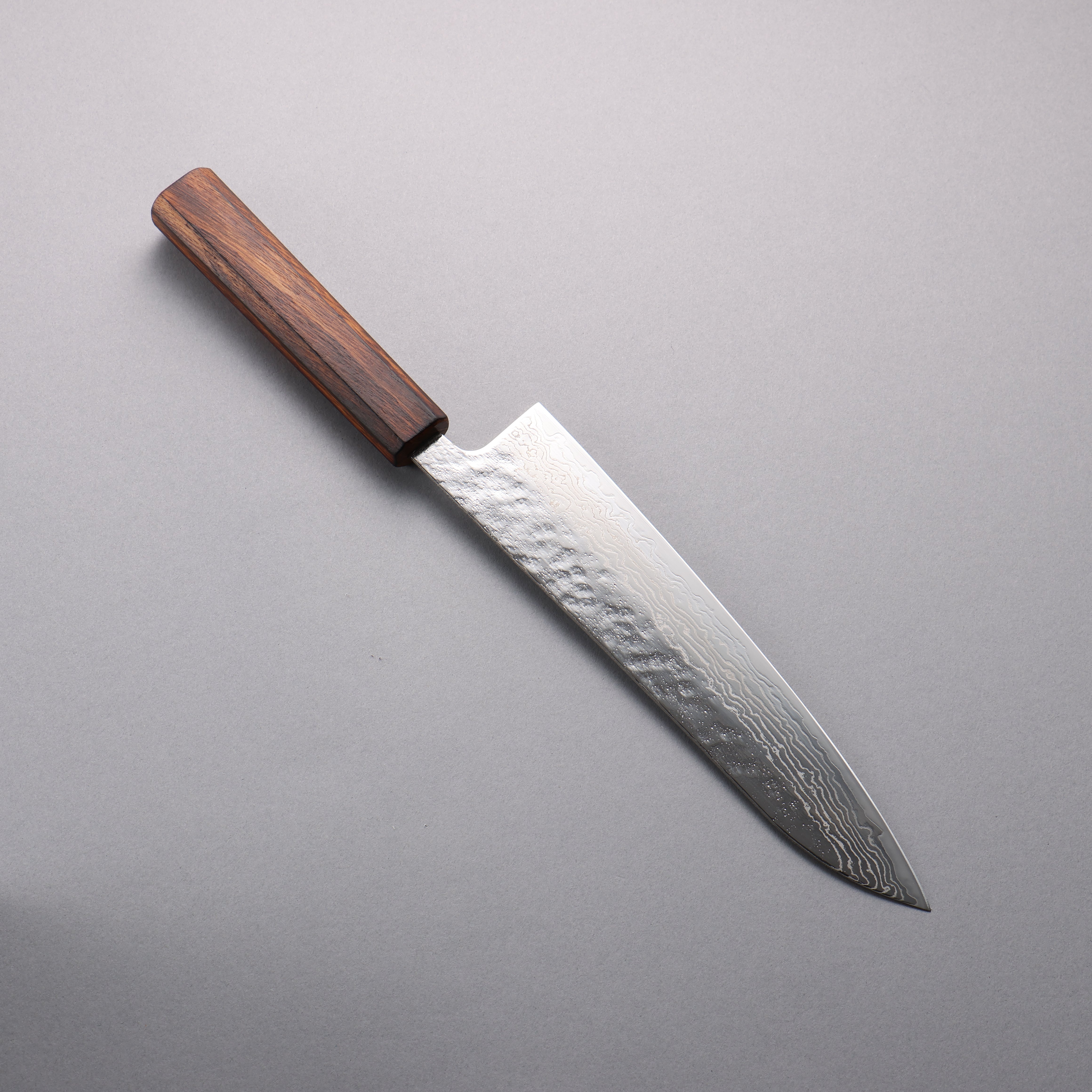 Seisuke Stainless Steel 440C Hammered Damascus Migaki Finished Gyuto  210mm Oak Handle - Seisuke Knife