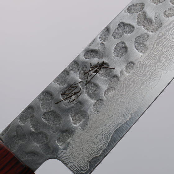 Seisuke VG10 33 Layer Damascus Hammered Petty-Utility  135mm Black Pakka wood Handle - Seisuke Knife