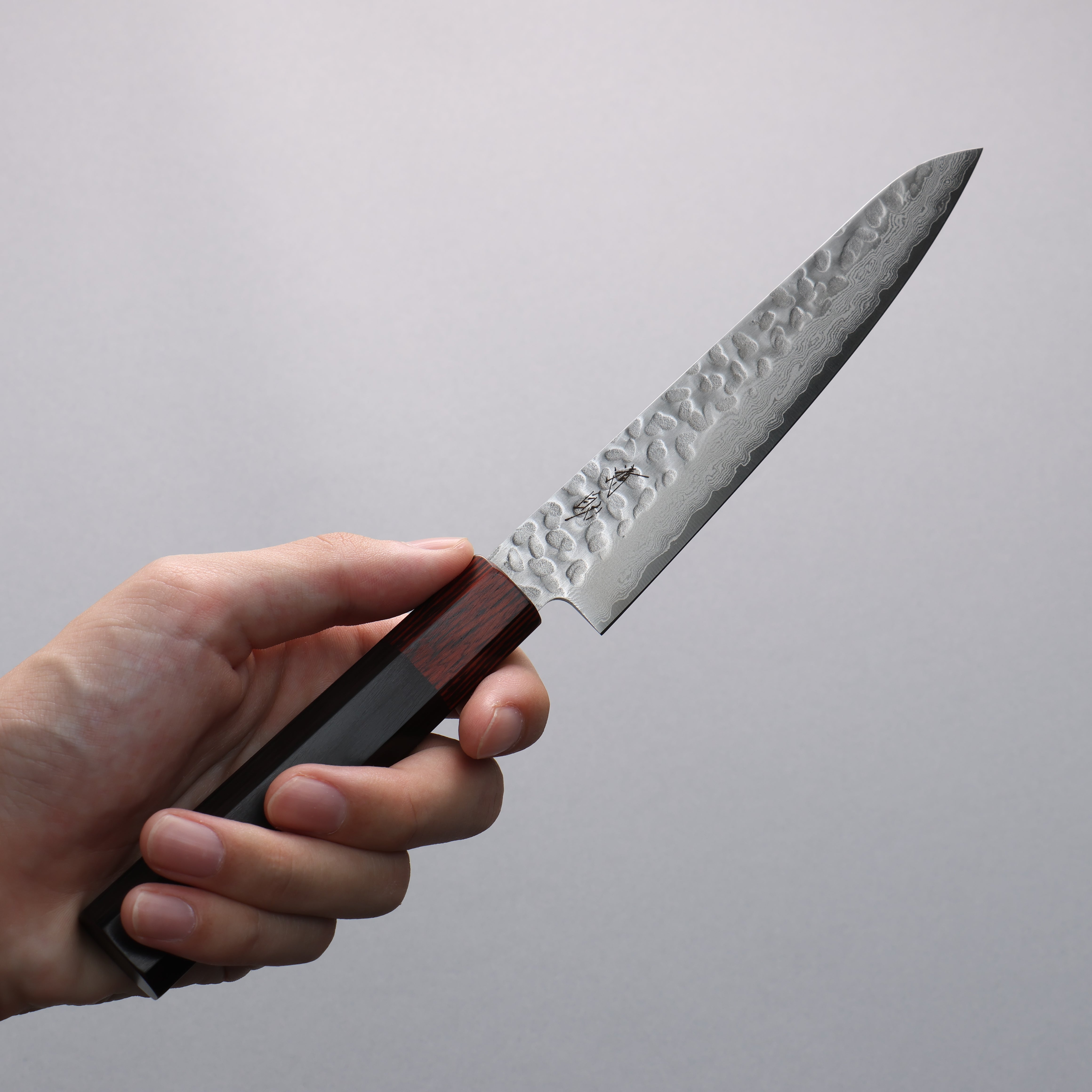Seisuke VG10 33 Layer Damascus Hammered Petty-Utility 150mm Black Pakka wood Handle - Seisuke Knife