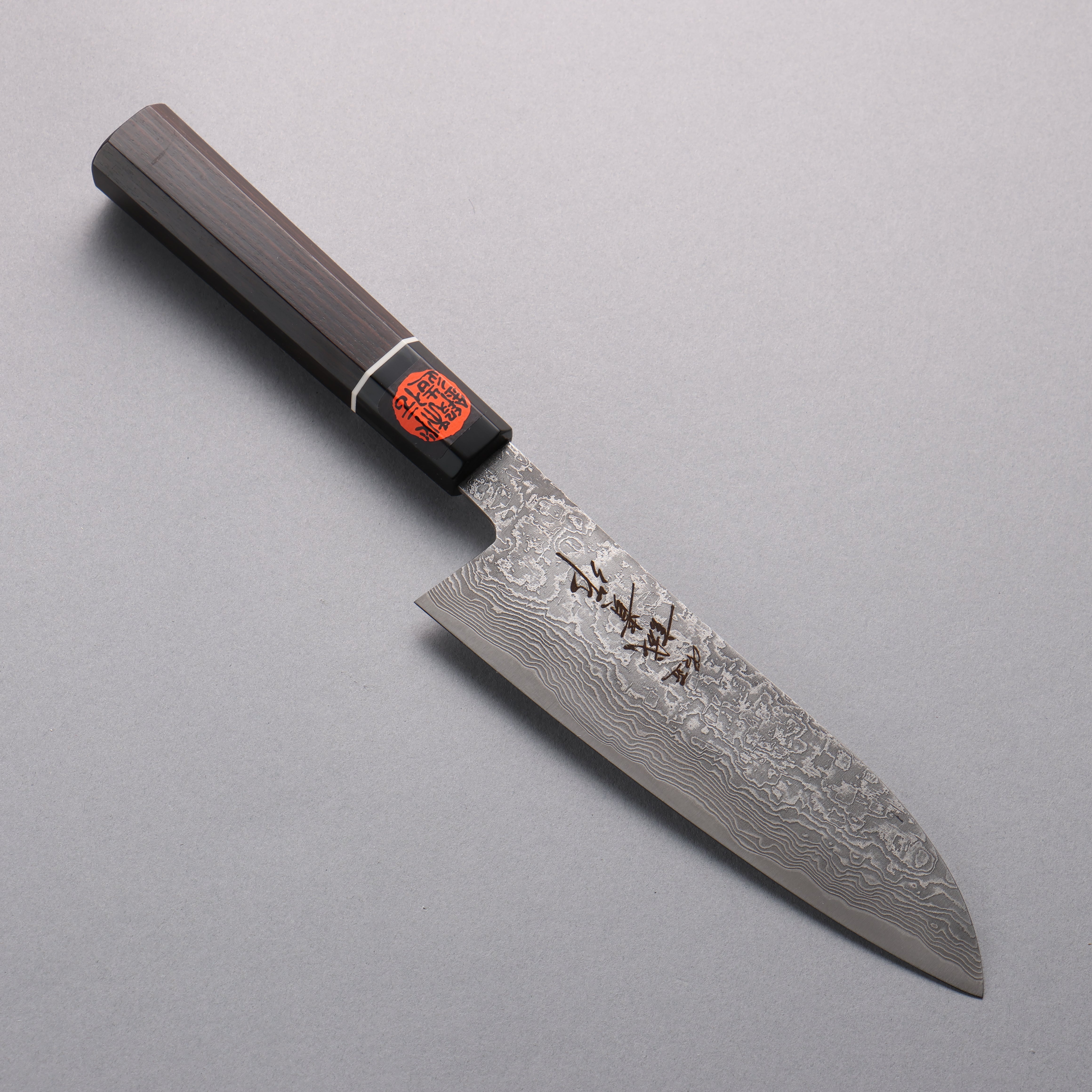 Shigeki Tanaka Habakiri SG2 Damascus Santoku  165mm Ebony Wood Handle - Seisuke Knife