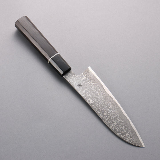 Shigeki Tanaka Habakiri SG2 Damascus Santoku  165mm Ebony Wood Handle - Seisuke Knife