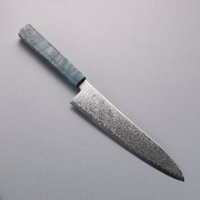  Seisuke SG2 Damascus Migaki Finished Gyuto  210mm Blue Stablized Wood Handle - Seisuke Knife