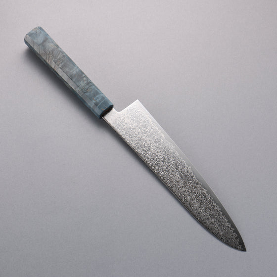 Seisuke SG2 Damascus Migaki Finished Gyuto  210mm Blue Stablized Wood Handle - Seisuke Knife