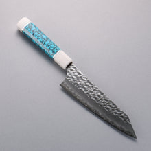  Yu Kurosaki Senko Ei SG2 Hammered Bunka  170mm Turquoise(With Double White Ring) Handle - Seisuke Knife