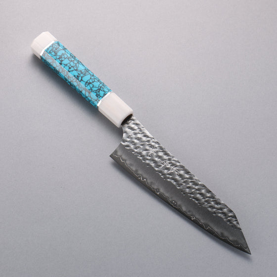 Yu Kurosaki Senko Ei SG2 Hammered Bunka  170mm Turquoise(With Double White Ring) Handle - Seisuke Knife