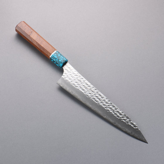 Yu Kurosaki Senko Ei SG2 Hammered Gyuto  210mm Rosewood (Ferrule: Blue Turquoise) Handle - Seisuke Knife