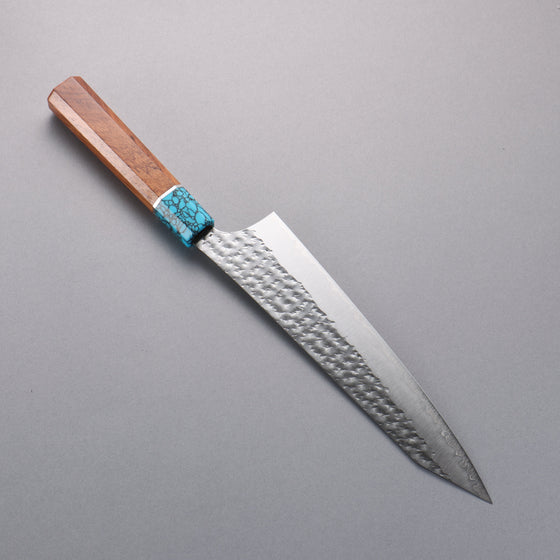 Yu Kurosaki Senko Ei SG2 Hammered Gyuto  210mm Rosewood (Ferrule: Blue Turquoise) Handle - Seisuke Knife