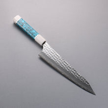  Yu Kurosaki Senko Ei SG2 Hammered Gyuto  210mm Turquoise(With Double White Ring) Handle - Seisuke Knife