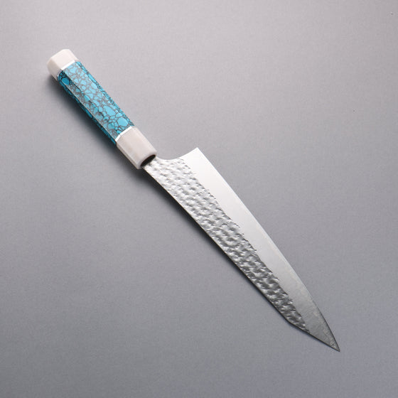 Yu Kurosaki Senko Ei SG2 Hammered Gyuto  210mm Turquoise(With Double White Ring) Handle - Seisuke Knife