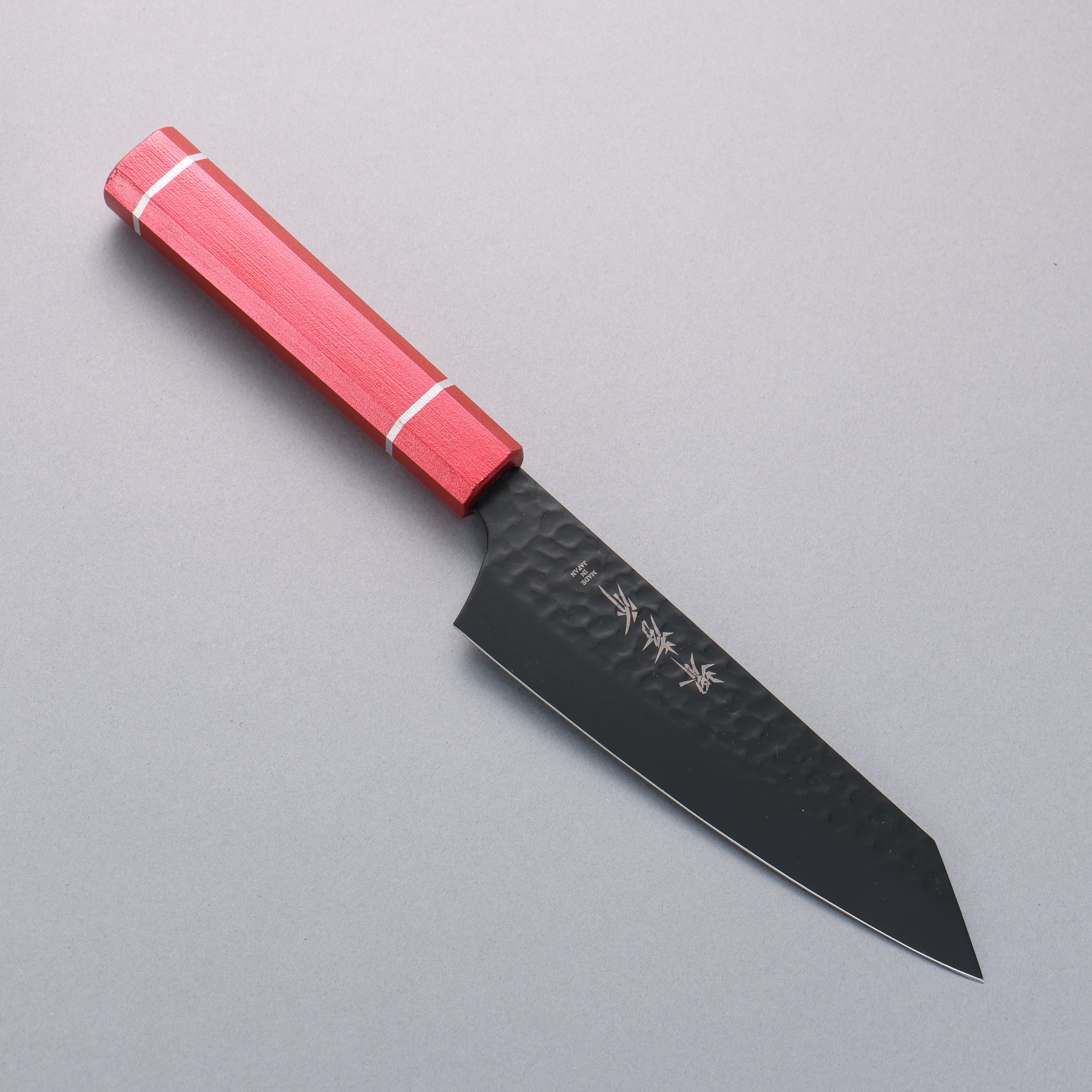 Sakai Takayuki Kurokage VG10 Hammered Teflon Coated Kengata Santoku 160mm Kouseki Lacquered Live Oak Handle - Seisuke Knife