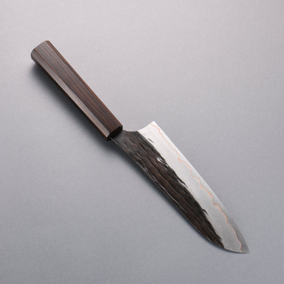 Yu Kurosaki Juhyo V-Toku2 Hammered Black Finished Santoku 170mm Ebony Wood Handle - Seisuke Knife