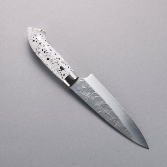 Takeshi Saji New Nomura Style SRS13 Hammered Petty-Utility  130mm White Terrazzo Handle - Seisuke Knife