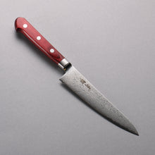  Seisuke VG10 33 Layer Damascus Petty-Utility  135mm Red Pakka wood Handle - Seisuke Knife