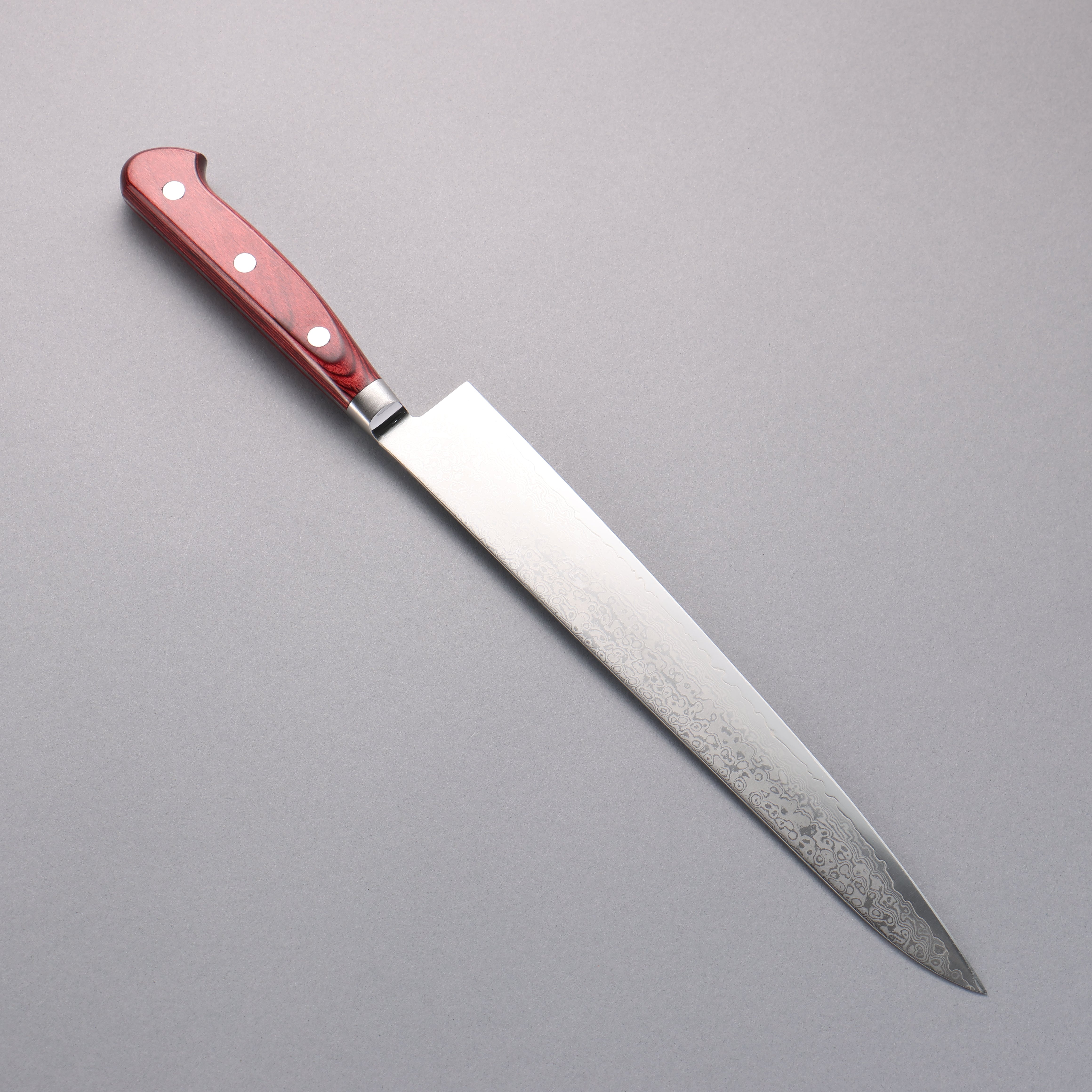 Seisuke VG10 33 Layer Mirrored Finish Damascus Sujihiki  240mm Red Pakka wood Handle - Seisuke Knife