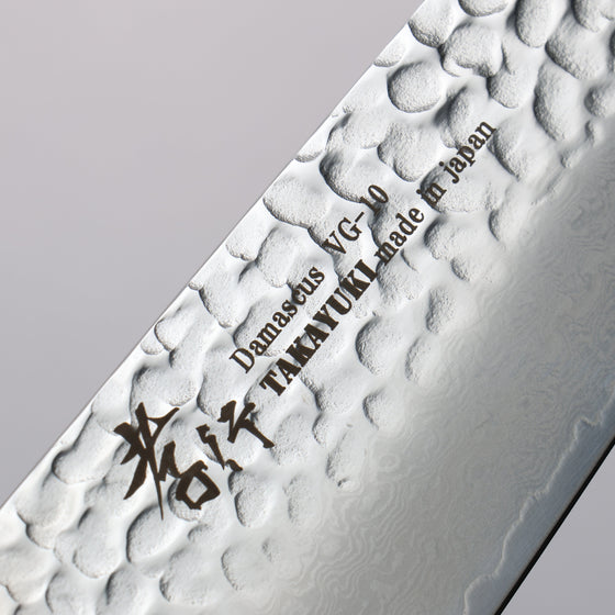 Sakai Takayuki VG10 33 Layer Damascus Kengata Gyuto 190mm Live oak Lacquered (Kouseki) Handle - Seisuke Knife