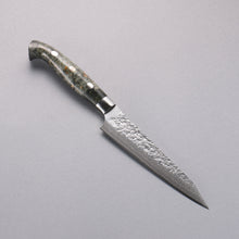  Yu Kurosaki Shizuku SG2 Hammered Damascus Kiritsuke Petty-Utility  130mm Gray Stablilized Wood Handle - Seisuke Knife