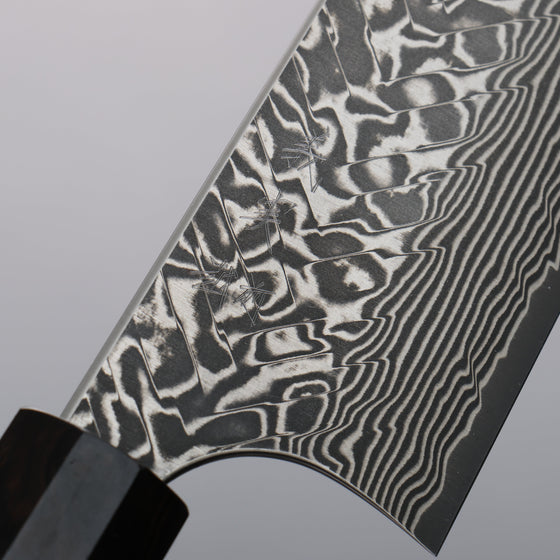 Yoshimi Kato SG2 Black Damascus Bunka  170mm Ebony (White Ring) Handle - Seisuke Knife