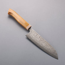  Yoshimi Kato VG10 Black Damascus Santoku  170mm Western style (yellow) Handle - Seisuke Knife