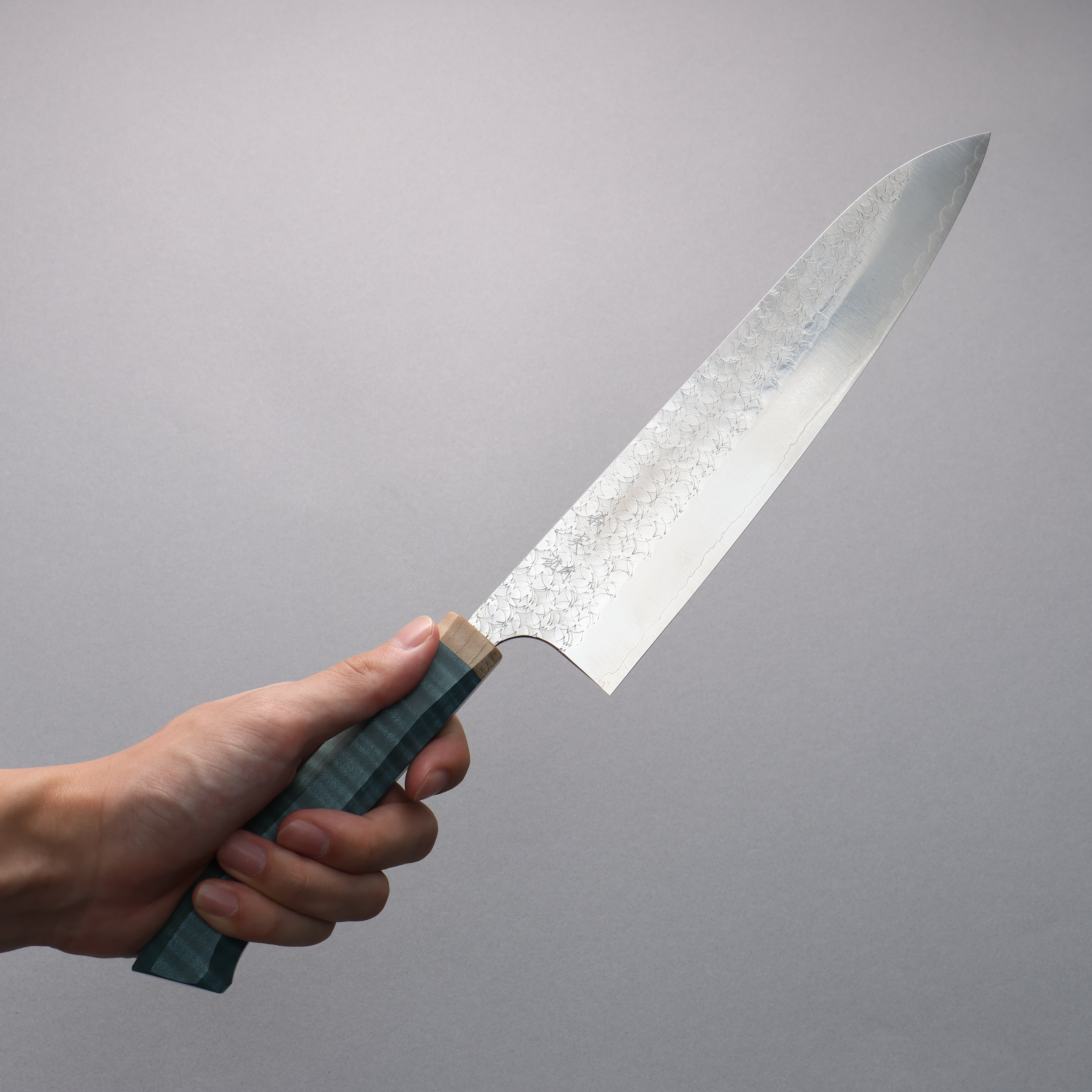 Yoshimi Kato Minamo SG2 Hammered Gyuto  240mm Western style (blue) Handle - Seisuke Knife