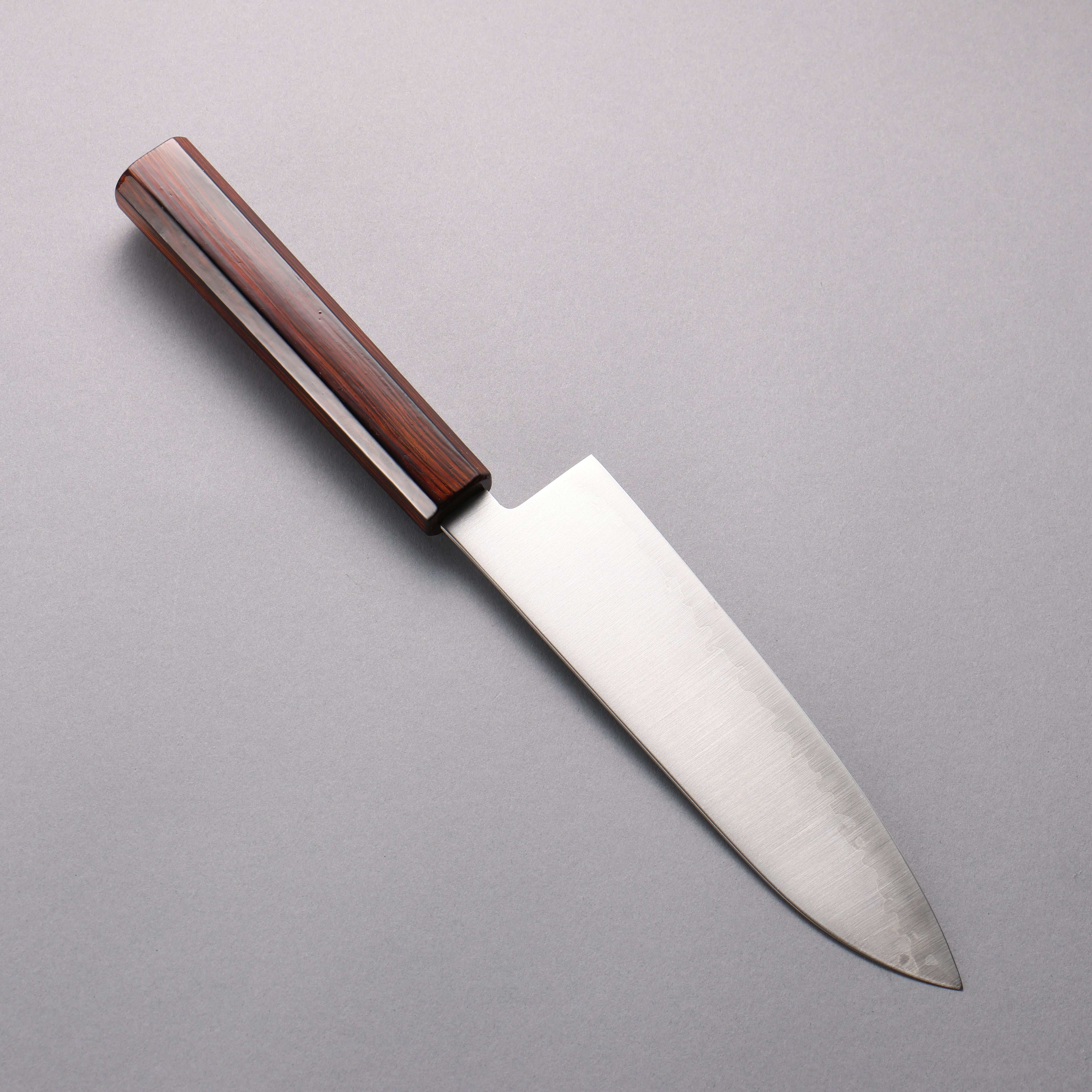 Seisuke Blue Super Migaki Polish Finish Santoku  180mm Burnt Wood Lacquered Handle - Seisuke Knife