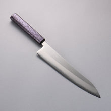  Seisuke White Steel No.1 Migaki Polish Finish Gyuto  240mm Oak with Purple Lacquer Handle - Seisuke Knife