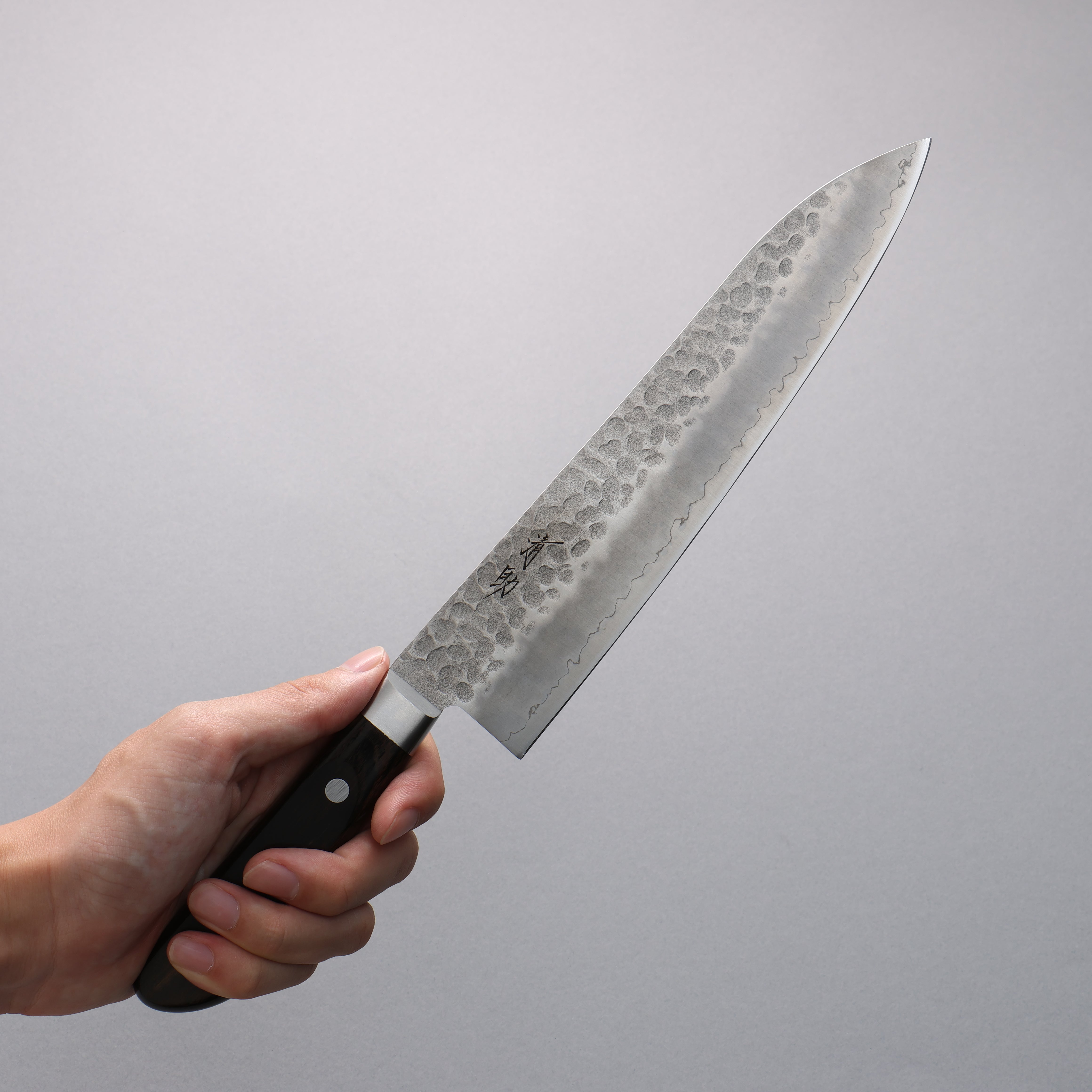 Seisuke AUS8 Hammered Gyuto 210mm Brown Pakkawood Handle - Seisuke Knife
