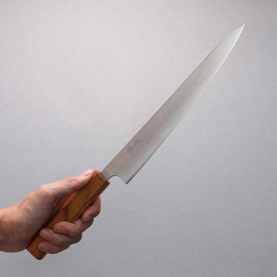 Seisuke Silver Steel No.3 Migaki Polish Finish Sujihiki240mm White Oak Handle - Seisuke Knife