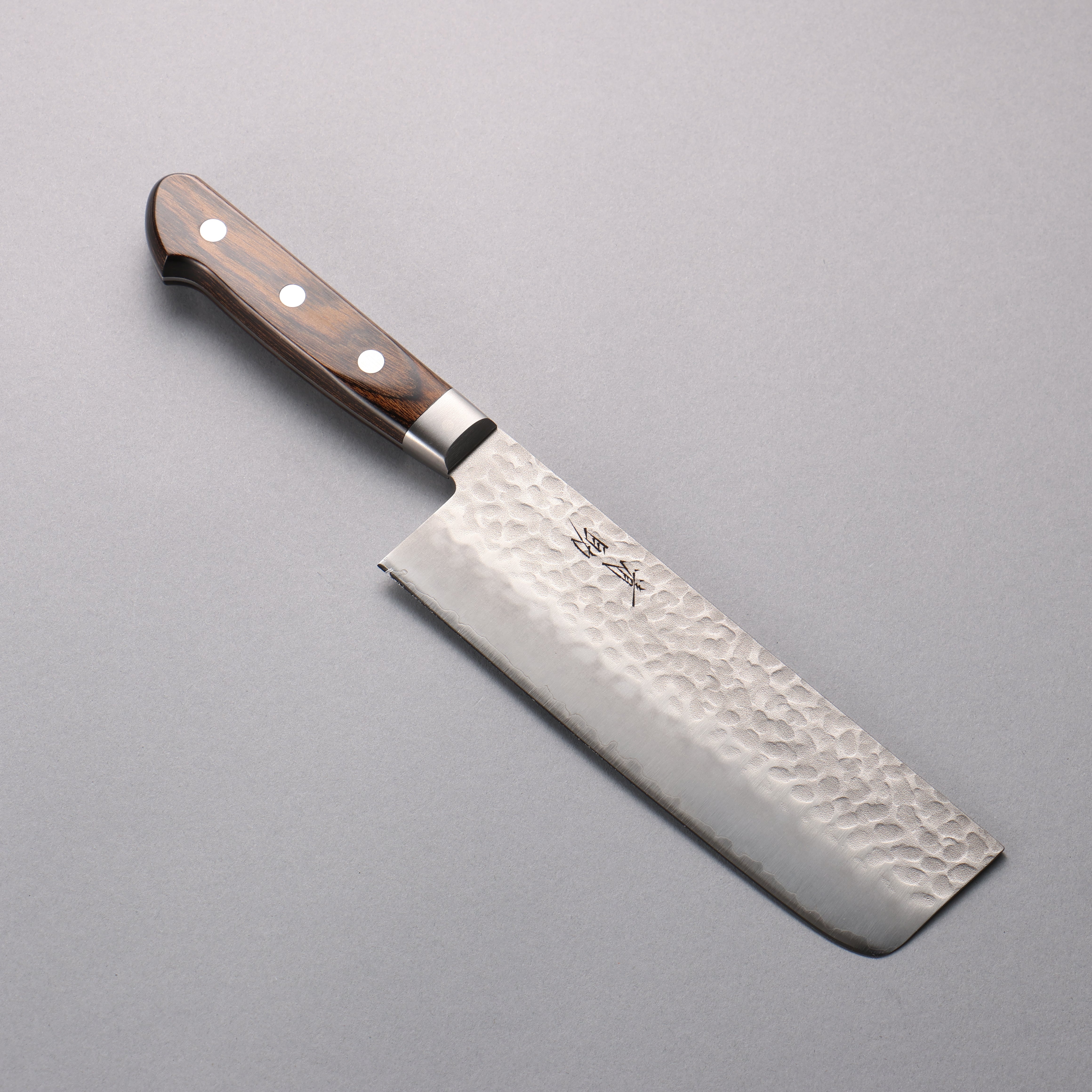 Seisuke AUS8 Hammered Nakiri 165mm Brown Pakkawood Handle