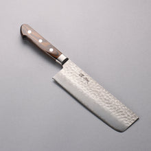  Seisuke AUS8 Hammered Nakiri 165mm with Brown Pakkawood Handle - Seisuke Knife