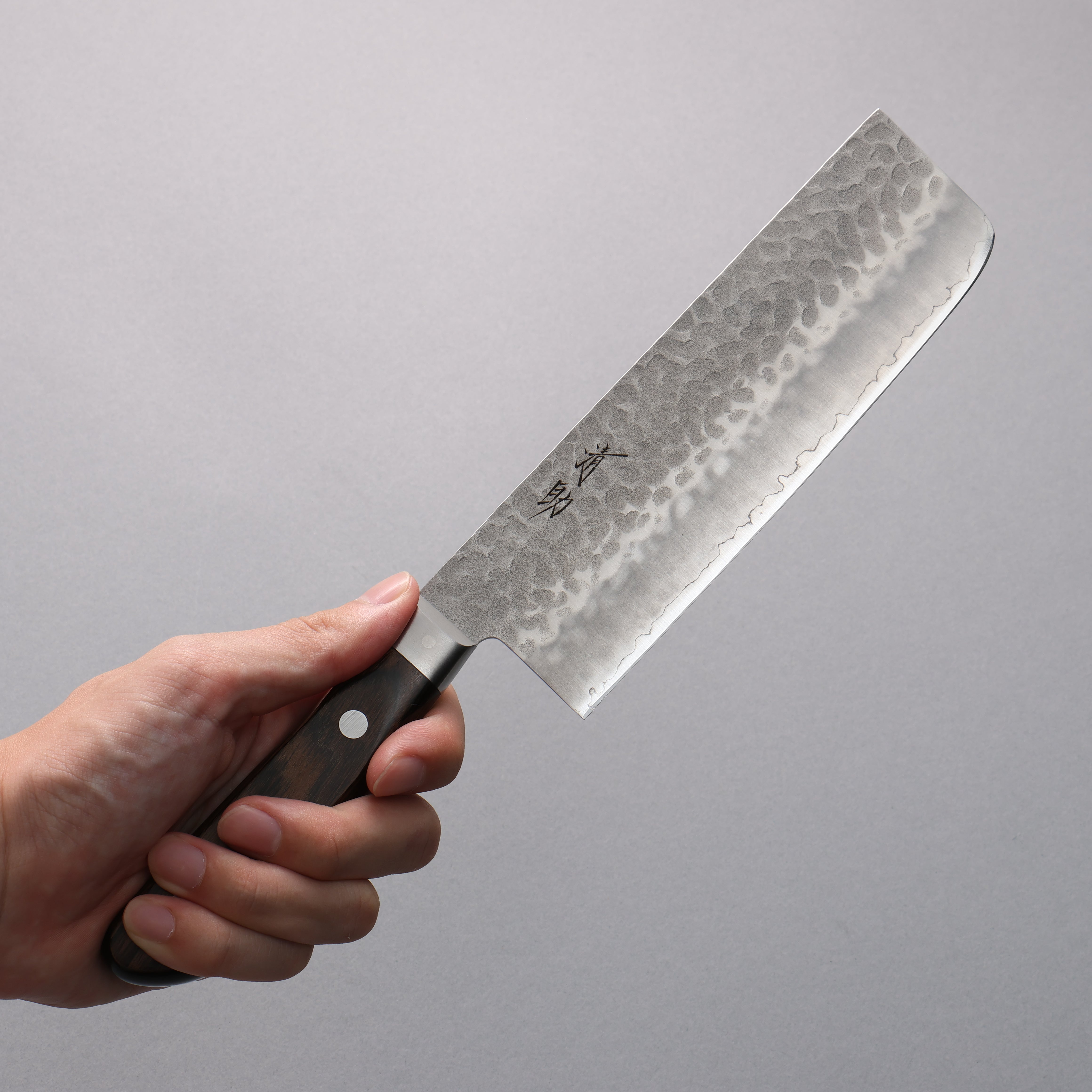 Seisuke AUS8 Hammered Nakiri 165mm Brown Pakkawood Handle