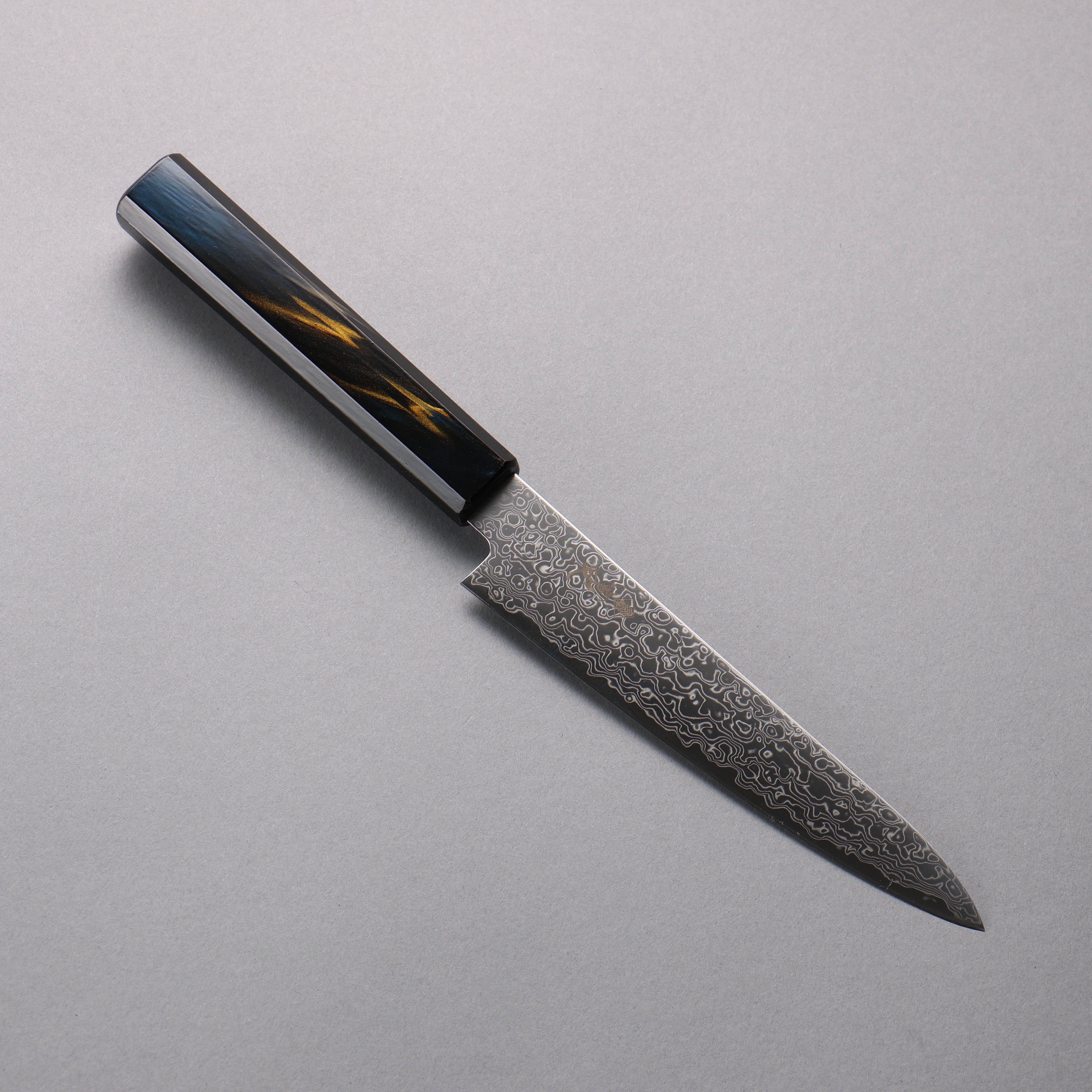 Kanjyo SG2 Damascus Petty-Utility 150mm Navy & Gold Lacquered Handle - Seisuke Knife