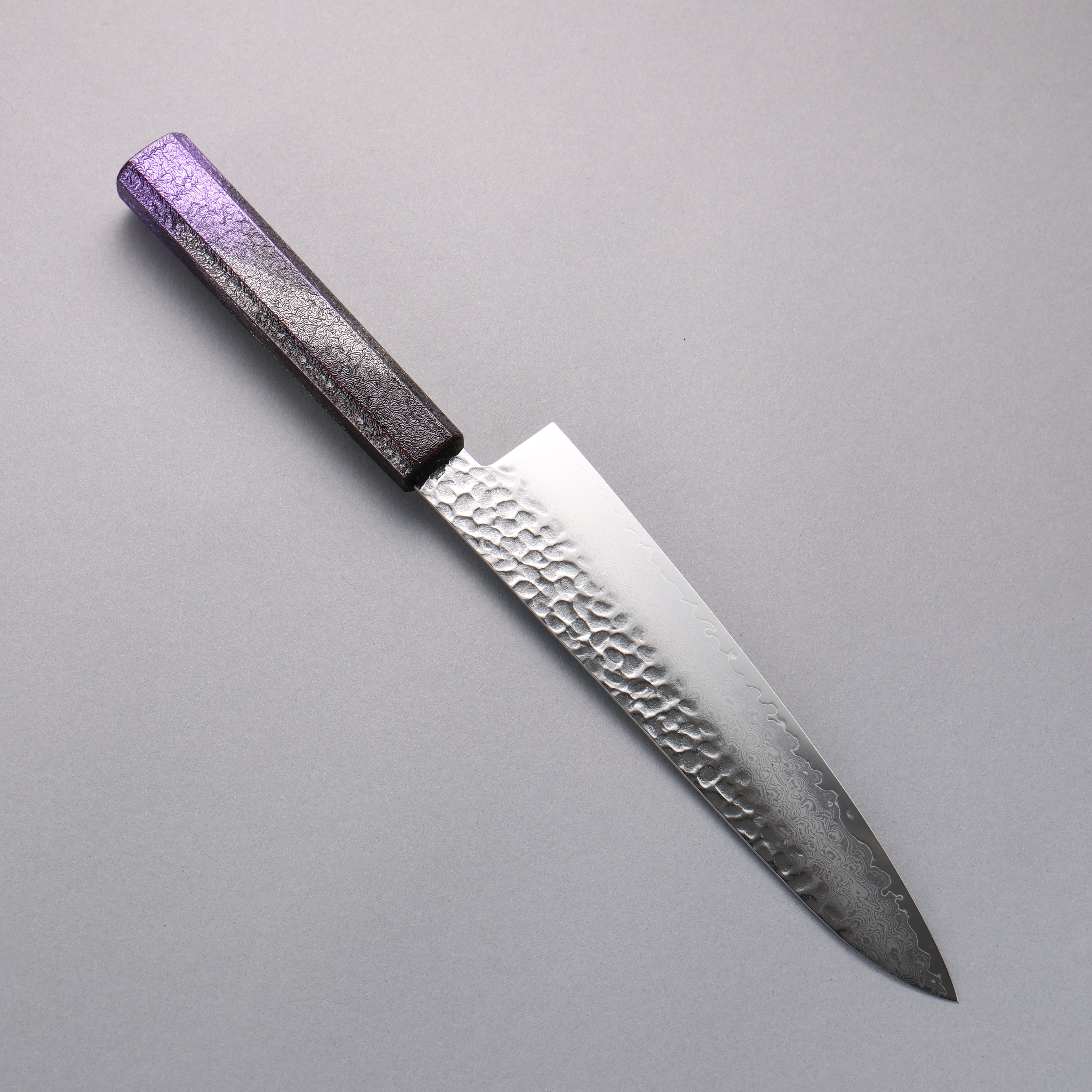 Sakai Takayuki Rinnou VG10 33 Layer Damascus Gyuto210mm Purple LacqueredHandle - Seisuke Knife