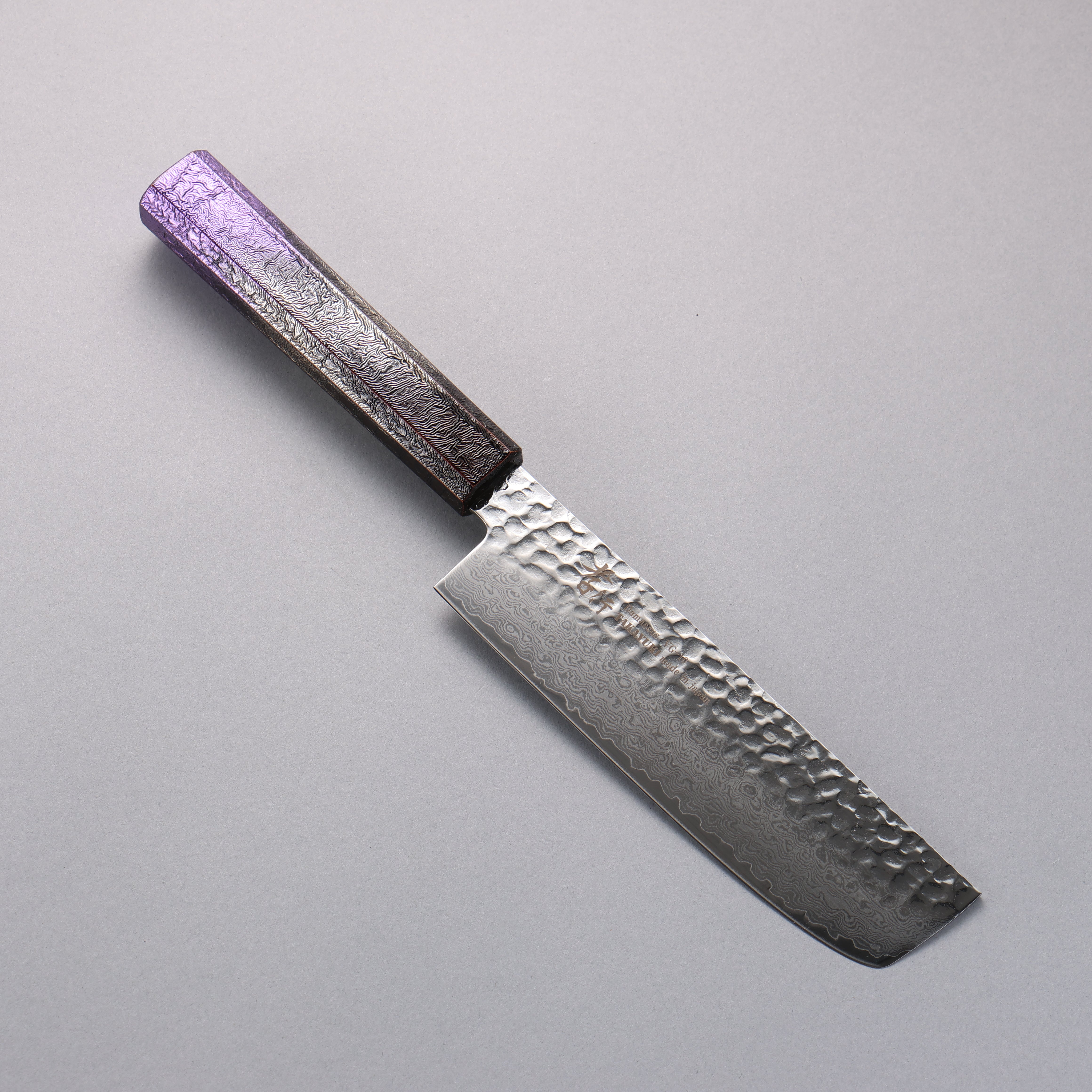 Sakai Takayuki Rinnou VG10 33 Layer Damascus Nakiri160mm Purple LacqueredHandle - Seisuke Knife