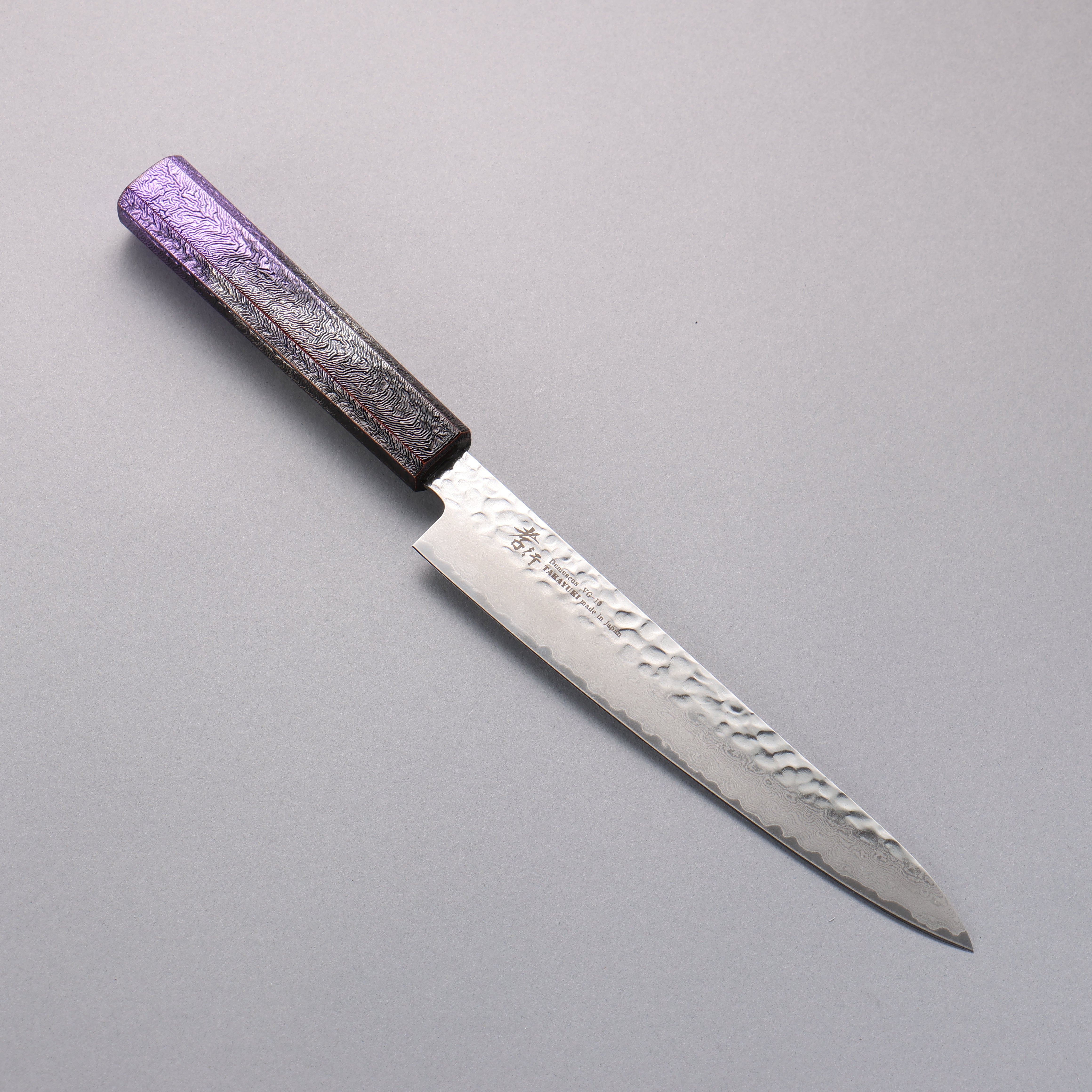 Sakai Takayuki Rinnou VG10 33 Layer Damascus Petty-Utility 180mm Purple Lacquered Handle - Seisuke Knife