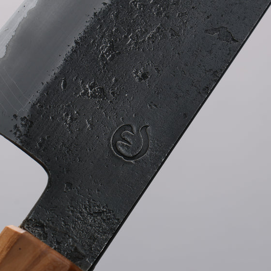 Hozantomoe White Steel No.2 Black Finished Gyuto 210mm Olive Tree and Black Resin Handle - Seisuke Knife