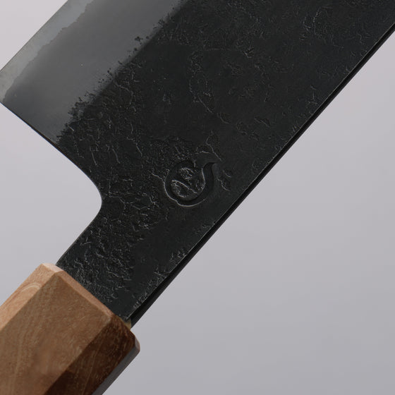 Hozantomoe White Steel No.2 Black Finished Santoku 165mm Olive Tree and Black Resin Handle - Seisuke Knife