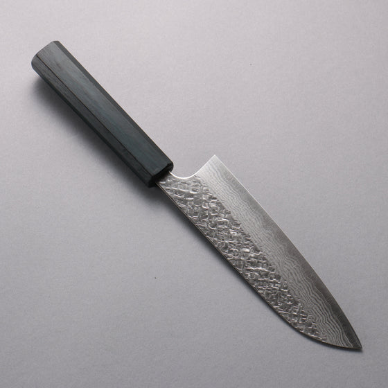 Yoshimi Kato VG10 Damascus Hammered(square) Santoku  170mm Oak (Indigo Dyed) Handle - Seisuke Knife