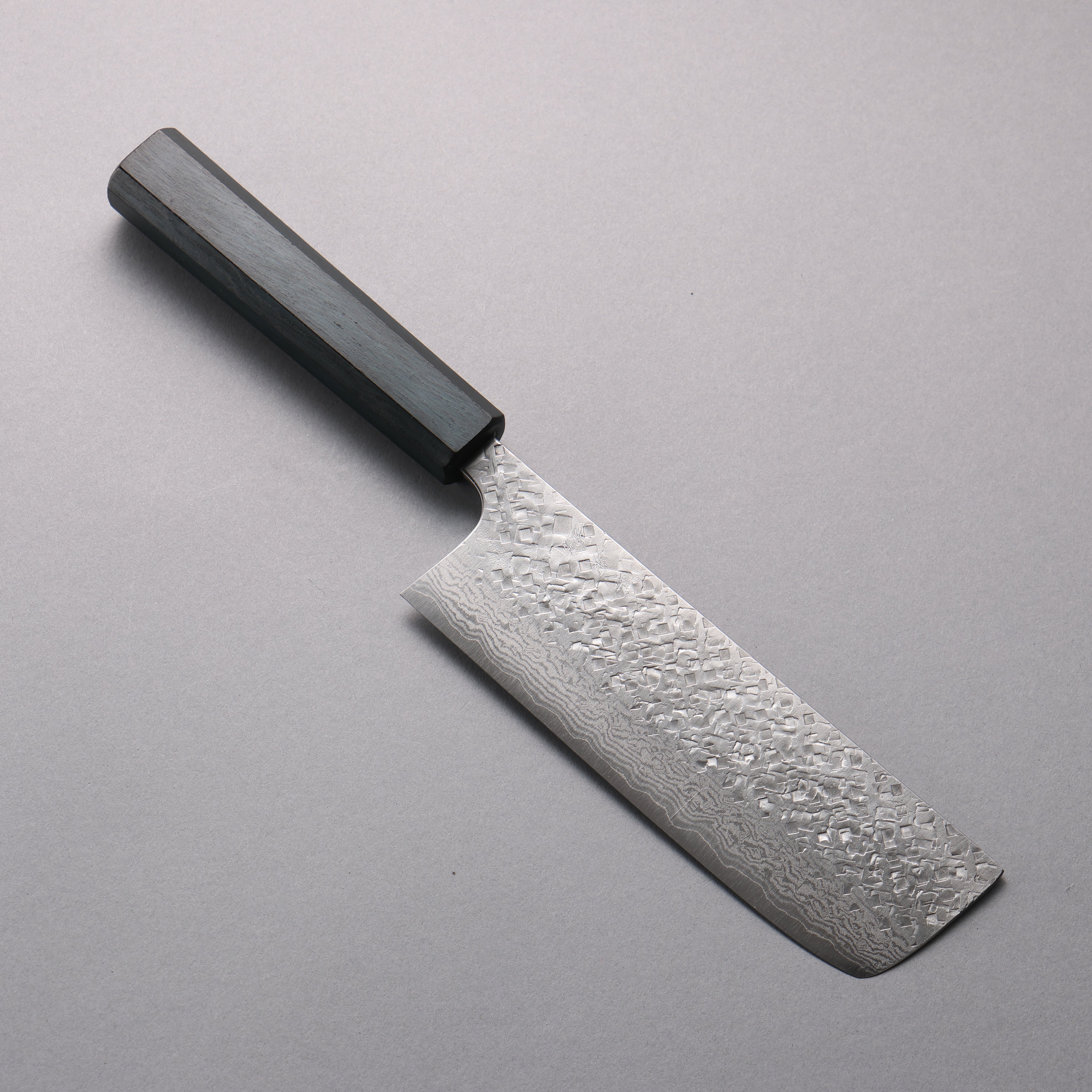 Yoshimi Kato VG10 Damascus Hammered(square) Nakiri 165mm Oak (Indigo Dyed) Handle - Seisuke Knife