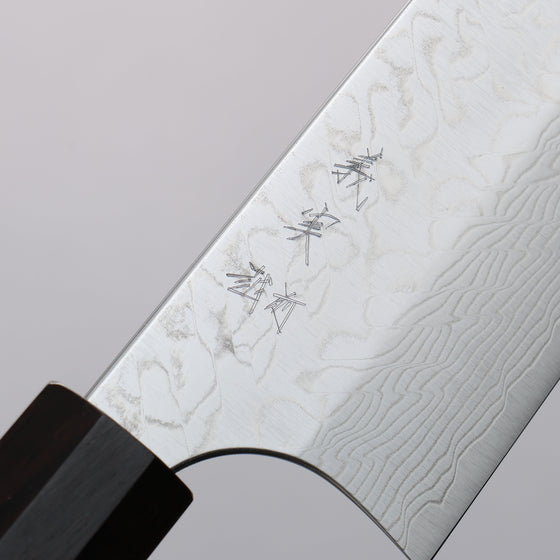 Yoshimi Kato SG2 Damascus Migaki Finished Bunka  170mm Ebony (White Ring) Handle - Seisuke Knife