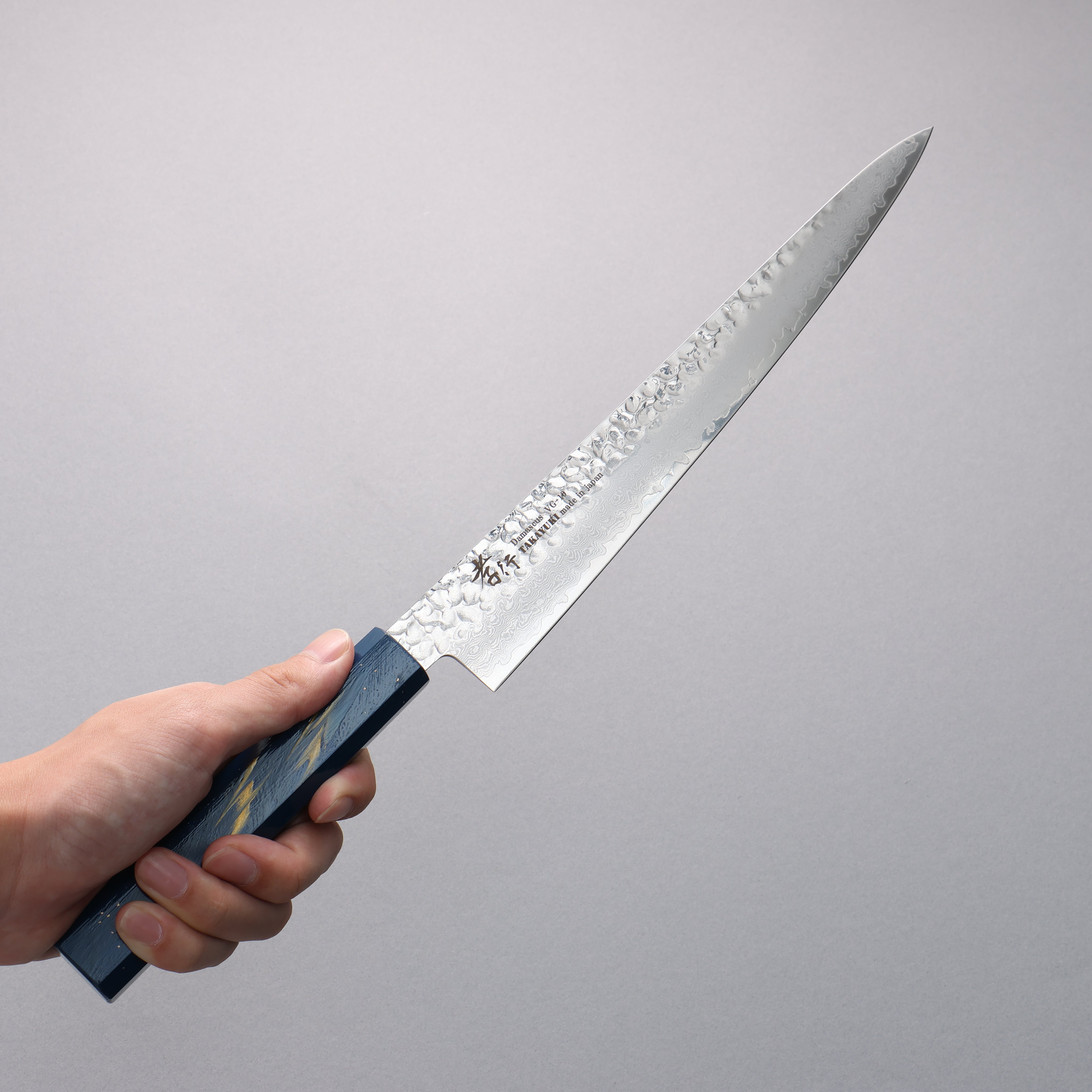 Sakai Takayuki VG10 33 Layer Damascus Sujihiki 240mm Live oak Lacquered (Saiseki) Handle - Seisuke Knife