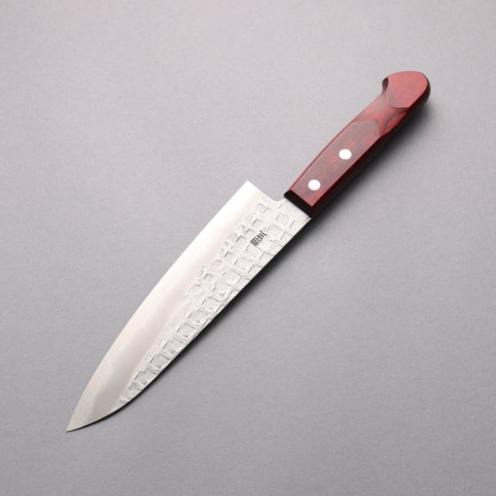 Nao Yamamoto Silver Steel No.3 Nashiji Hammered(square) Gyuto  180mm Red Pakka wood Handle - Seisuke Knife